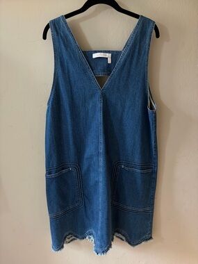 See by Chloe Scalloped Denim Jumper Dress